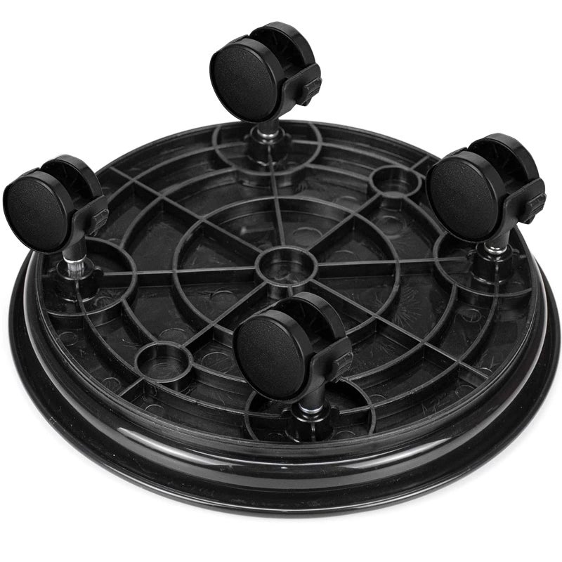 Fasmov 3 Pcs Plant Pallet Caddy Plant Stand Round Flower Pot Mover, Plant Pot Pallet Dolly Caster with Universal Wheels (Black) - Image 3